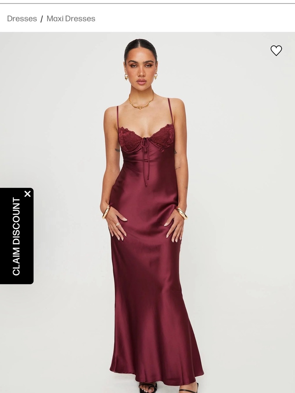 Princess Polly Satin Burgundy Maxi Slip Dress size 4 WORN ONCE - Picture 2 of 3